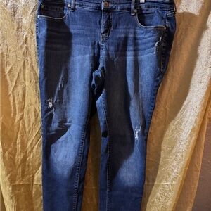 Torrid Dark Blue Distressed Skinny Jeans
